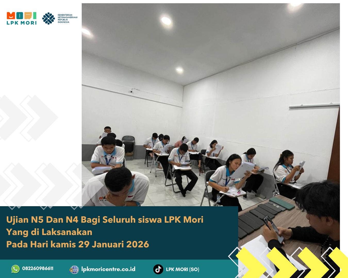 Ujian N4 Dan N5 Yang dilaksankan oleh LPK Mori untuk mengukur sejauh mana progres siswa/i Lpk mori dalam pembelajaran bahasa Jepang.