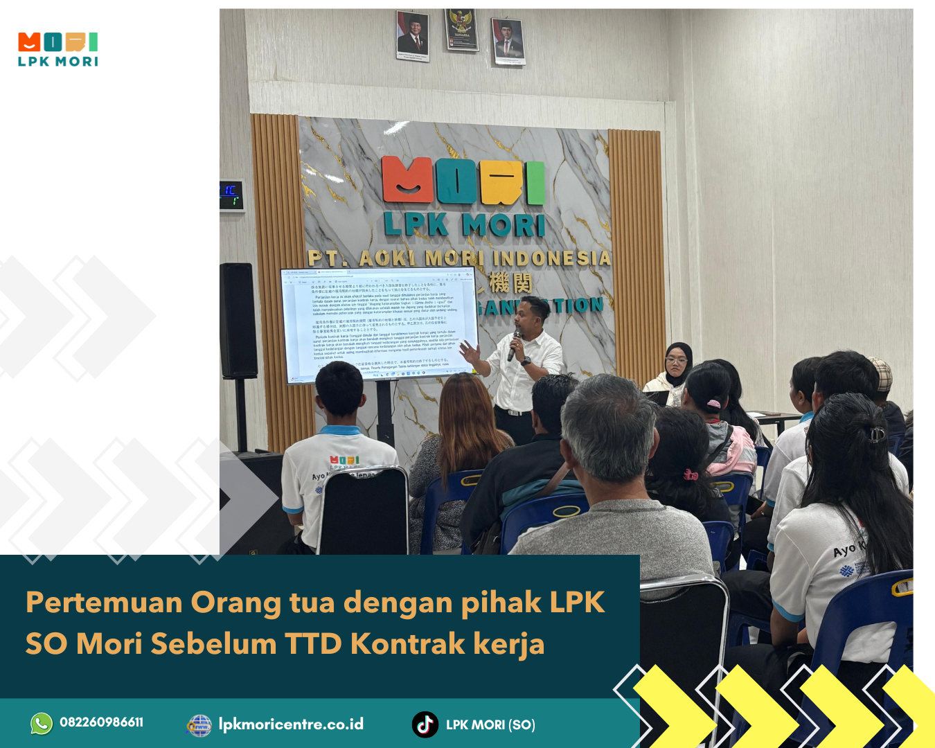 Pertemuan orang tua siswa dengan pihak LPK Mori Sebelum Penandatanganan kontrak Kerja di lakukan