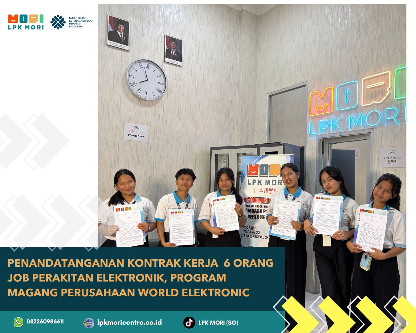Tanda tangan kontrak JOB Perakitan eletronik , Jalur Pemagangan di Perusahaan  PERUSAHAAN WORLD ELEKTRONIC
